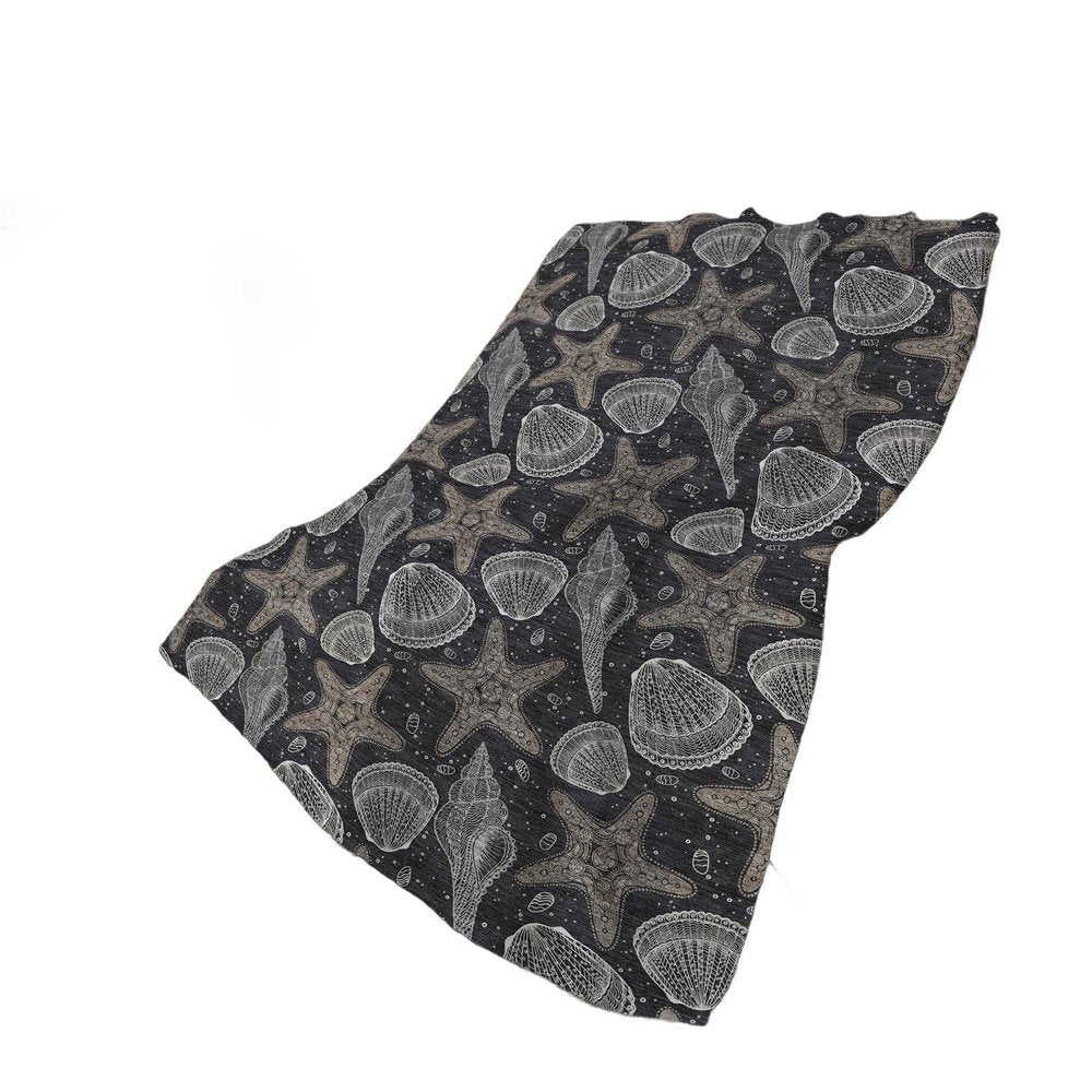 50" X 70" Midnight Gray And White Animal Print Polyester Woven Plush Throw Blanket HomeRoots