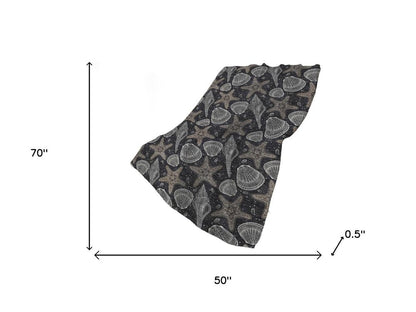 50" X 70" Midnight Gray And White Animal Print Polyester Woven Plush Throw Blanket HomeRoots