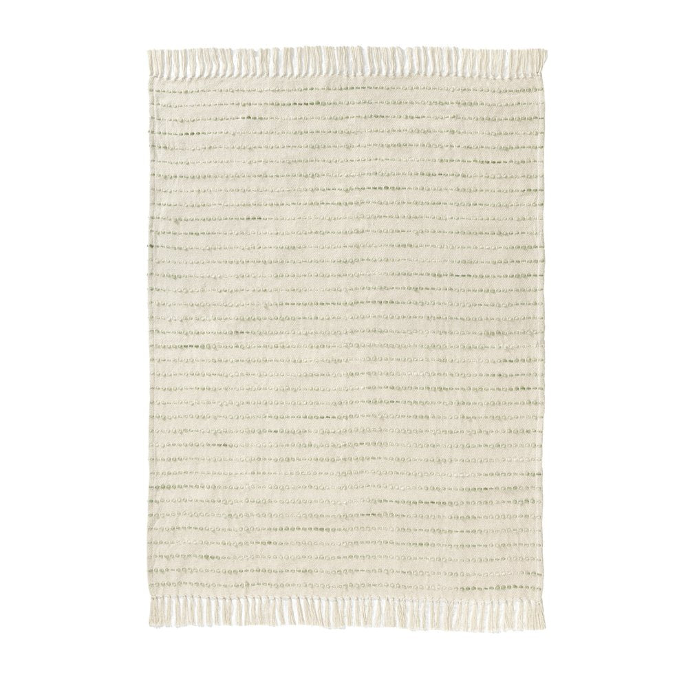 50" X 60" Ivory And Sage Striped Cotton Blend Throw Blanket HomeRoots
