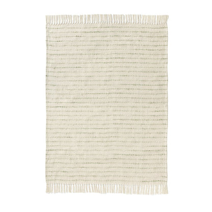 50" X 60" Ivory And Sage Striped Cotton Blend Throw Blanket HomeRoots