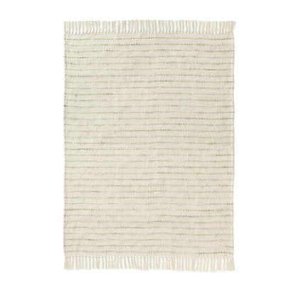 50" X 60" Ivory And Sage Striped Cotton Blend Throw Blanket HomeRoots