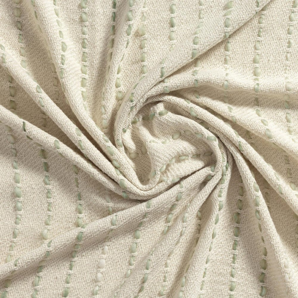 50" X 60" Ivory And Sage Striped Cotton Blend Throw Blanket HomeRoots