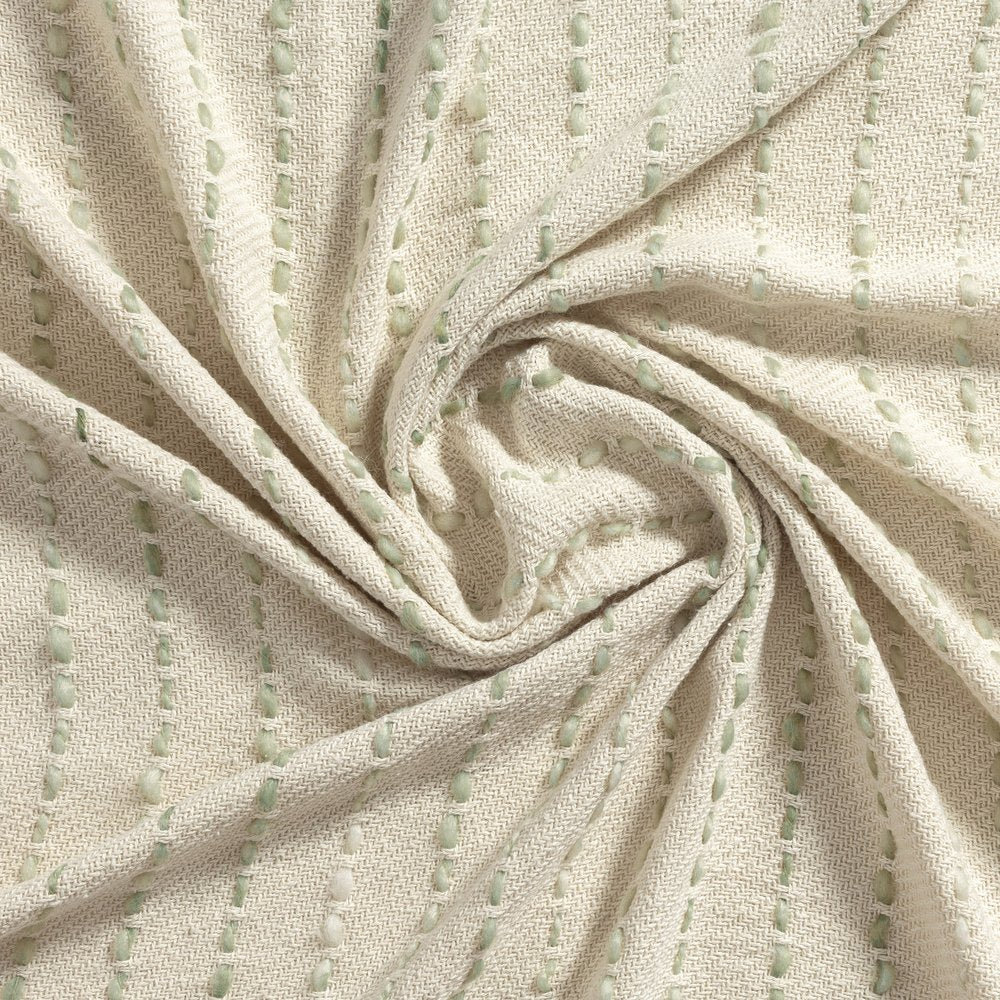 50" X 60" Ivory And Sage Striped Cotton Blend Throw Blanket HomeRoots
