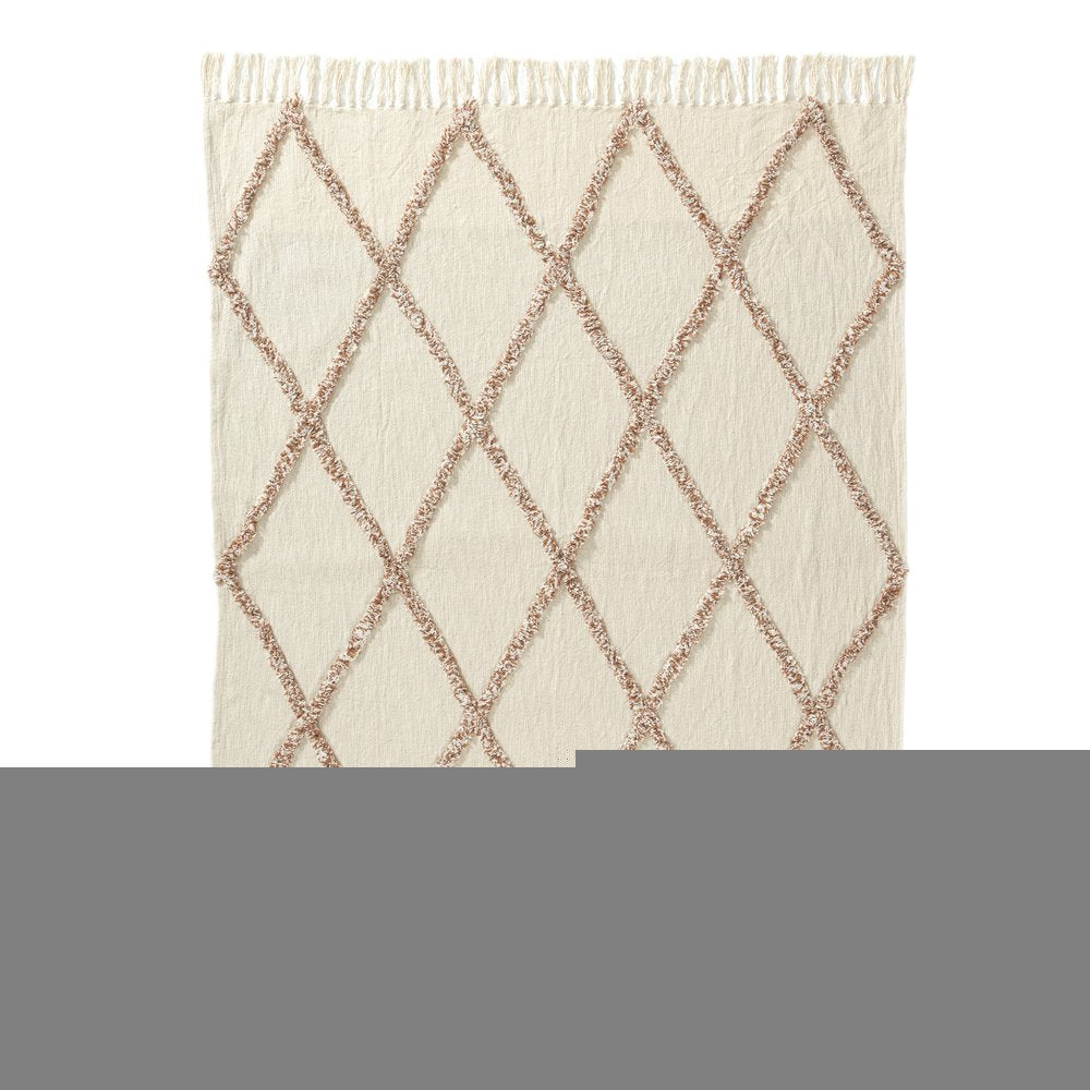 50" X 60" Ivory And Brown Argyle Cotton Woven Throw Blanket HomeRoots