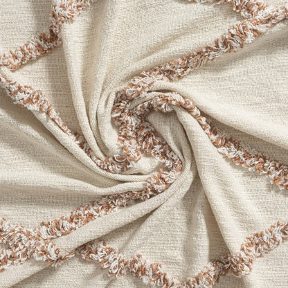 50" X 60" Ivory And Brown Argyle Cotton Woven Throw Blanket HomeRoots