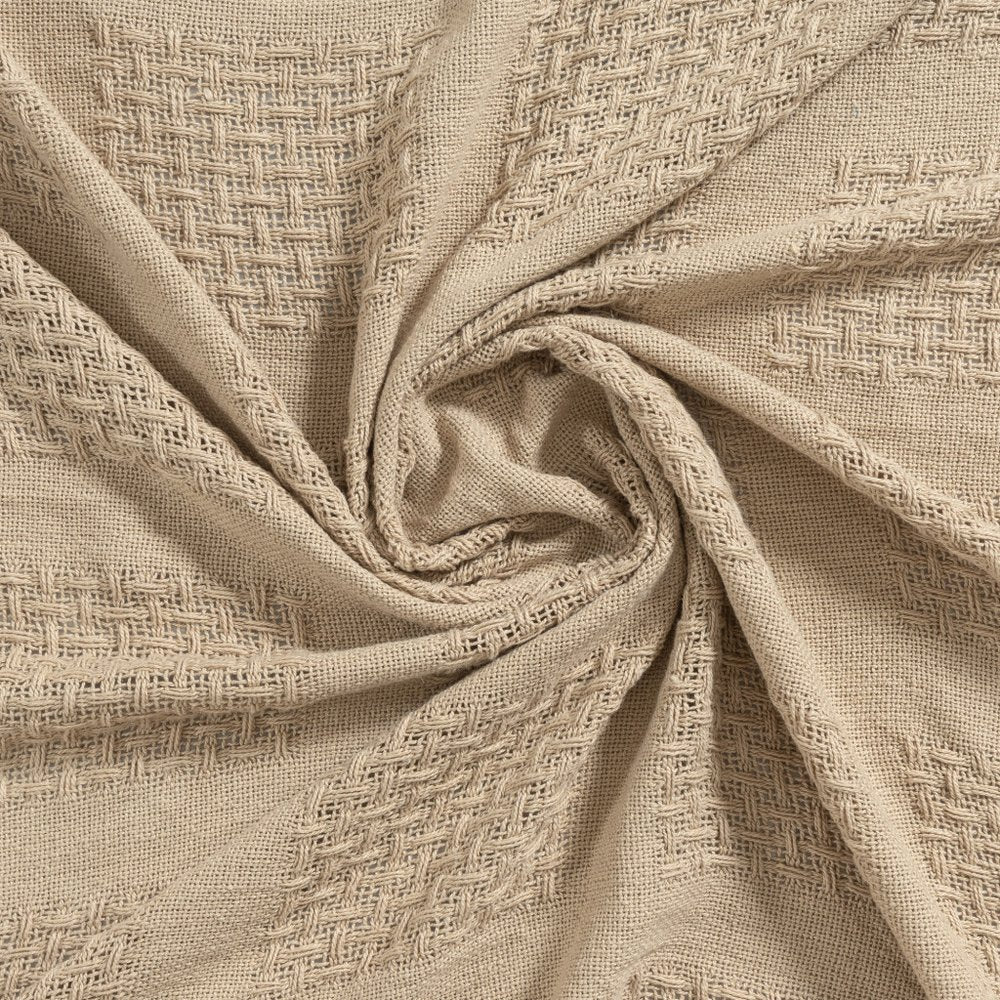50" X 60" Tan And Beige Patchwork Cotton Woven Throw Blanket HomeRoots