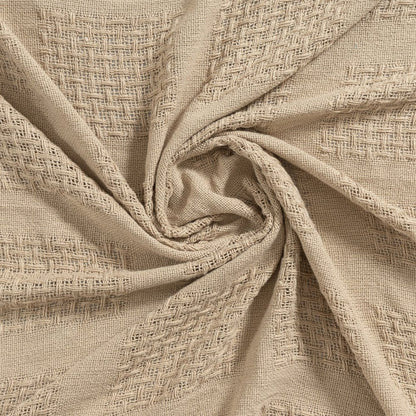 50" X 60" Tan And Beige Patchwork Cotton Woven Throw Blanket HomeRoots