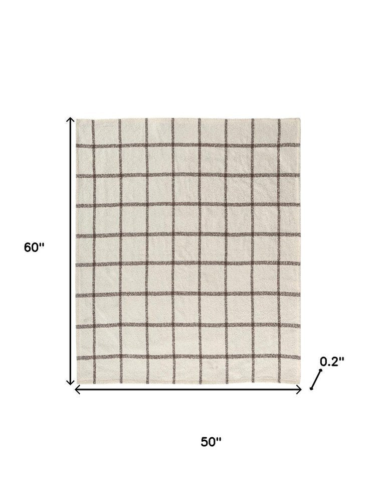 50" X 60" Beige And Brown Checkered Throw Blanket HomeRoots