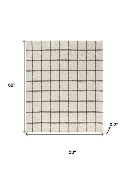 50" X 60" Beige And Brown Checkered Throw Blanket HomeRoots