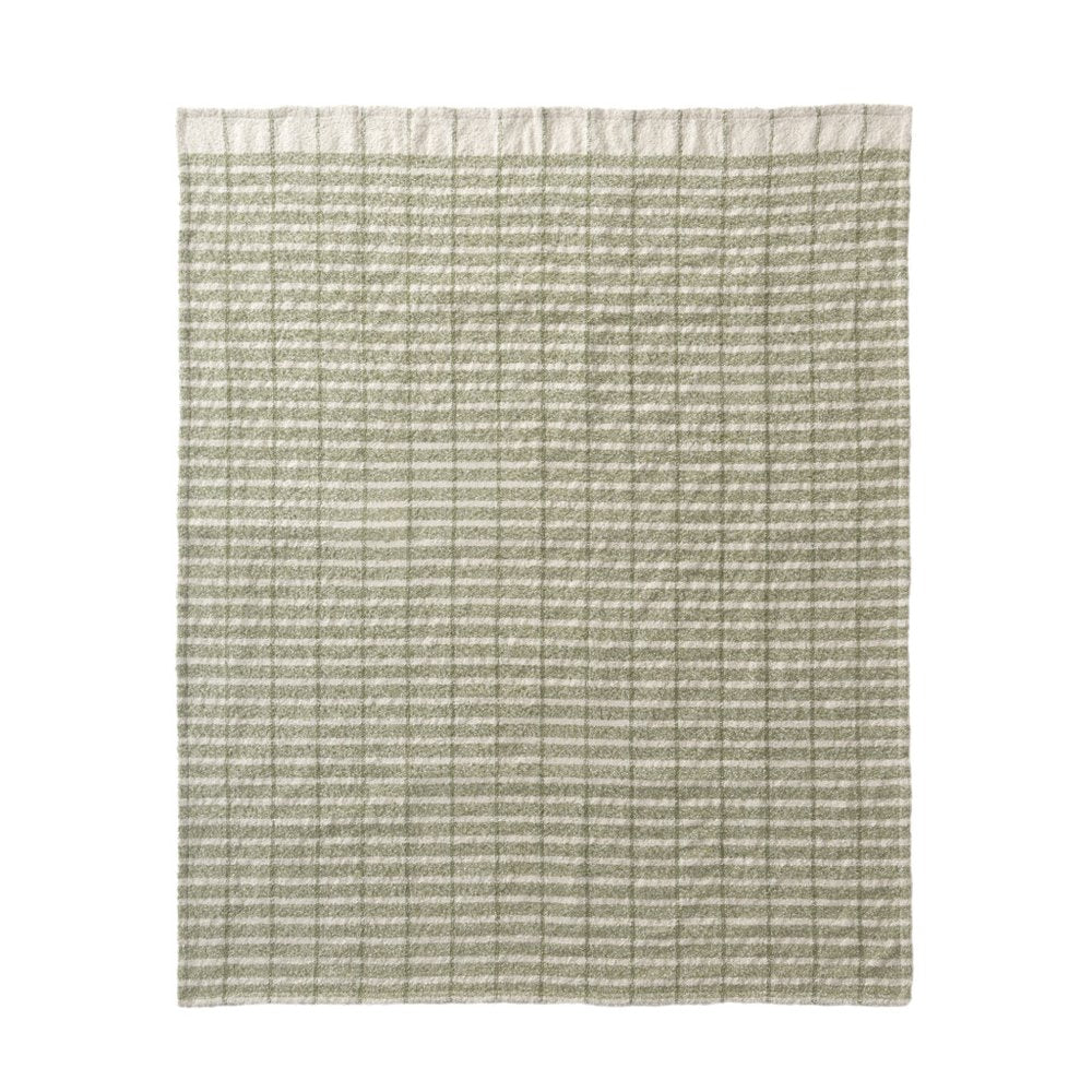 50" X 60" Green And Ivory Striped Throw Blanket HomeRoots
