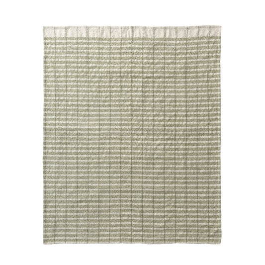 50" X 60" Green And Ivory Striped Throw Blanket HomeRoots