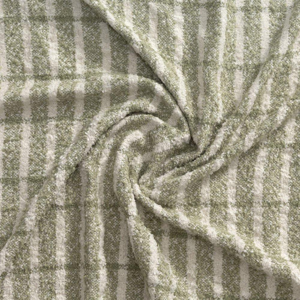 50" X 60" Green And Ivory Striped Throw Blanket HomeRoots