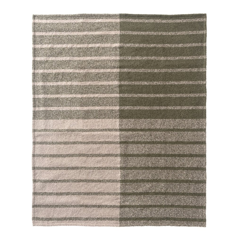 50" X 60" Gray And Green Striped Polyester Woven Throw Blanket HomeRoots
