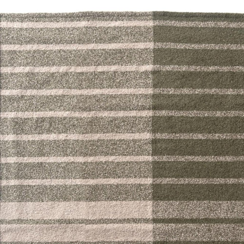 50" X 60" Gray And Green Striped Polyester Woven Throw Blanket HomeRoots