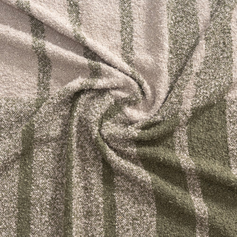 50" X 60" Gray And Green Striped Polyester Woven Throw Blanket HomeRoots