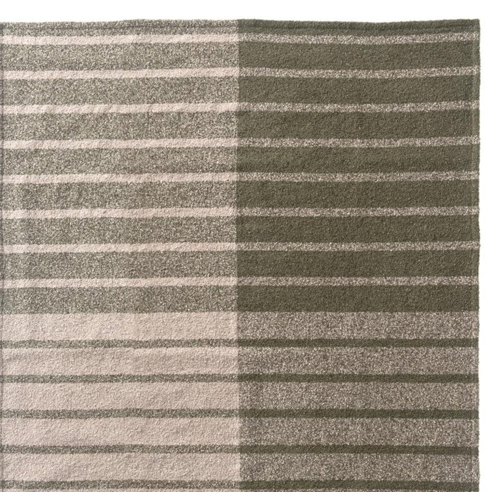 50" X 60" Gray And Green Striped Polyester Woven Throw Blanket HomeRoots