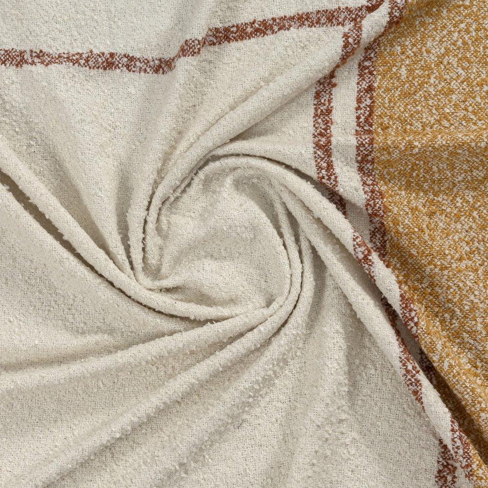 50" X 60" Ivory And Orange Striped Polyester Woven Throw Blanket HomeRoots