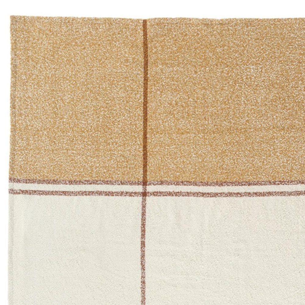 50" X 60" Ivory And Orange Striped Polyester Woven Throw Blanket HomeRoots