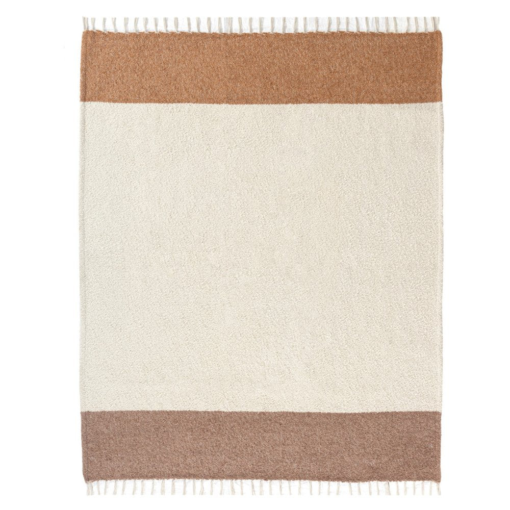 50" X 60" Ivory And Brown Color Block Polyester Woven Throw Blanket HomeRoots