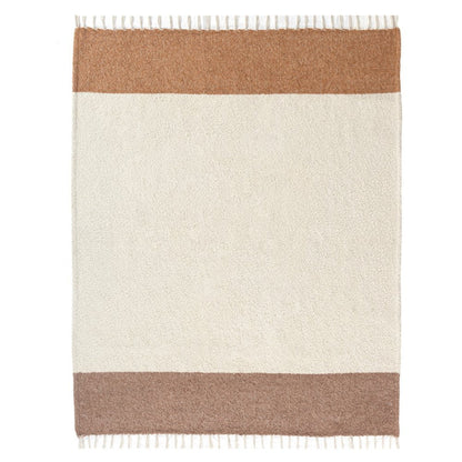 50" X 60" Ivory And Brown Color Block Polyester Woven Throw Blanket HomeRoots