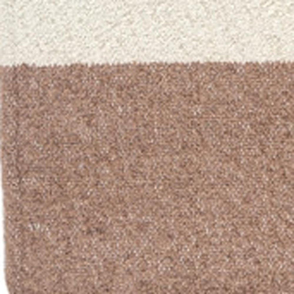 50" X 60" Ivory And Brown Color Block Polyester Woven Throw Blanket HomeRoots