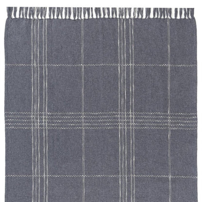 50" X 60" Blue And Ivory Plaid Cotton Blend Woven Throw Blanket HomeRoots