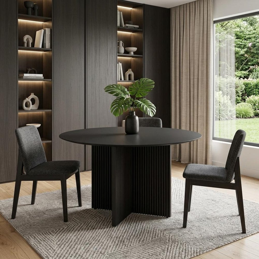 52" Dark Brown Solid Wood Pedestal Base Round Top Dining Table HomeRoots