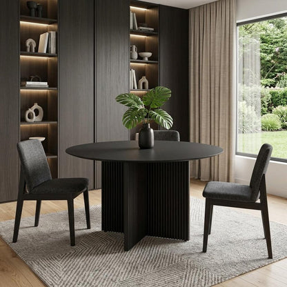 52" Dark Brown Solid Wood Pedestal Base Round Top Dining Table HomeRoots