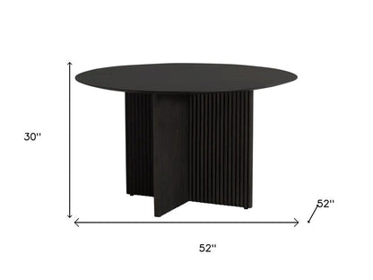 52" Dark Brown Solid Wood Pedestal Base Round Top Dining Table HomeRoots