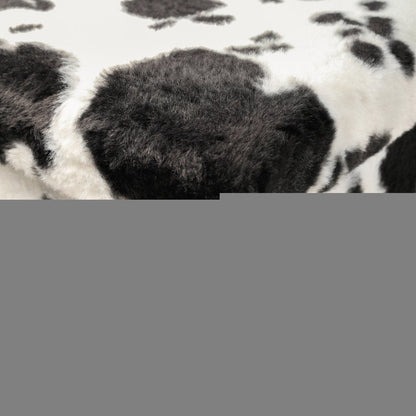 30" Black and White Faux Fur Cow Print Storage Ottoman HomeRoots