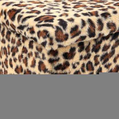 12" Black and Tan Faux Fur Leopard Storage Ottoman HomeRoots