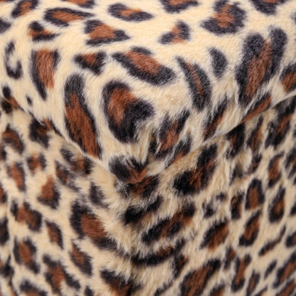 12" Black and Tan Faux Fur Leopard Storage Ottoman HomeRoots