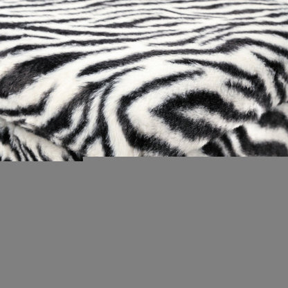 12" Black and White Faux Fur Zebra Storage Ottoman HomeRoots