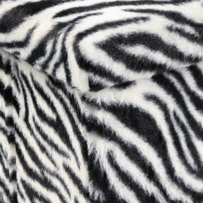 12" Black and White Faux Fur Zebra Storage Ottoman HomeRoots