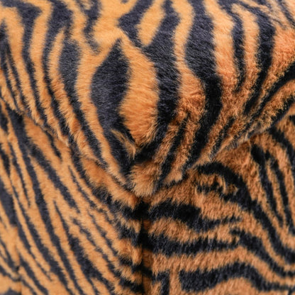 12" Black and Tan Faux Fur Tiger Storage Ottoman HomeRoots