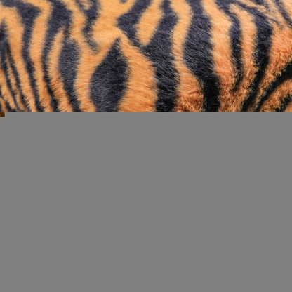 12" Black and Tan Faux Fur Tiger Storage Ottoman HomeRoots
