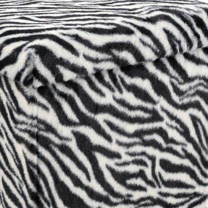 15" Black And White Faux Fur Zebra Ottoman HomeRoots