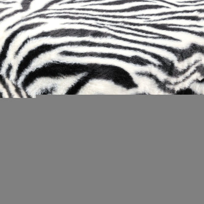 15" Black and White Faux Fur Zebra Storage Ottoman HomeRoots