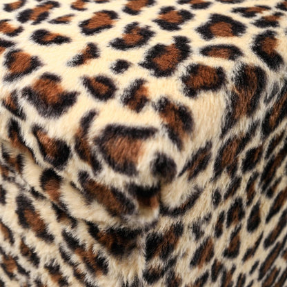 30" Tan and Black Faux Fur Leopard Storage Ottoman HomeRoots