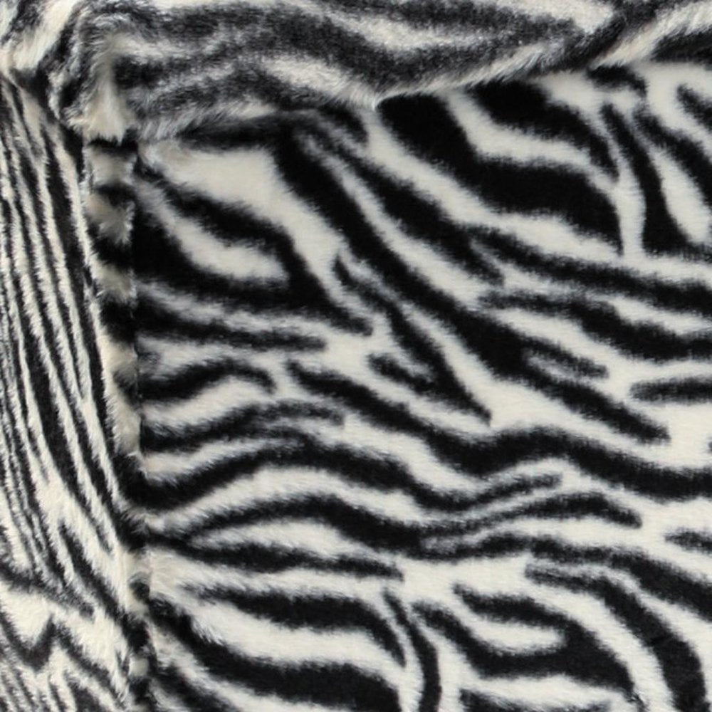 30" Black and White Faux Fur Zebra Storage Ottoman HomeRoots