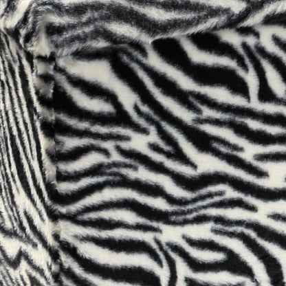 30" Black And White Faux Fur Zebra Ottoman HomeRoots