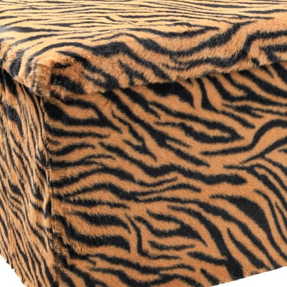 30" Black and Tan Faux Fur Tiger Storage Ottoman HomeRoots