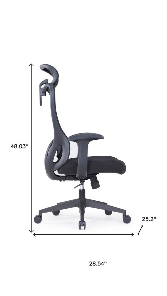 Black Adjustable Height Swivel Rolling Executive Office Chair HomeRoots