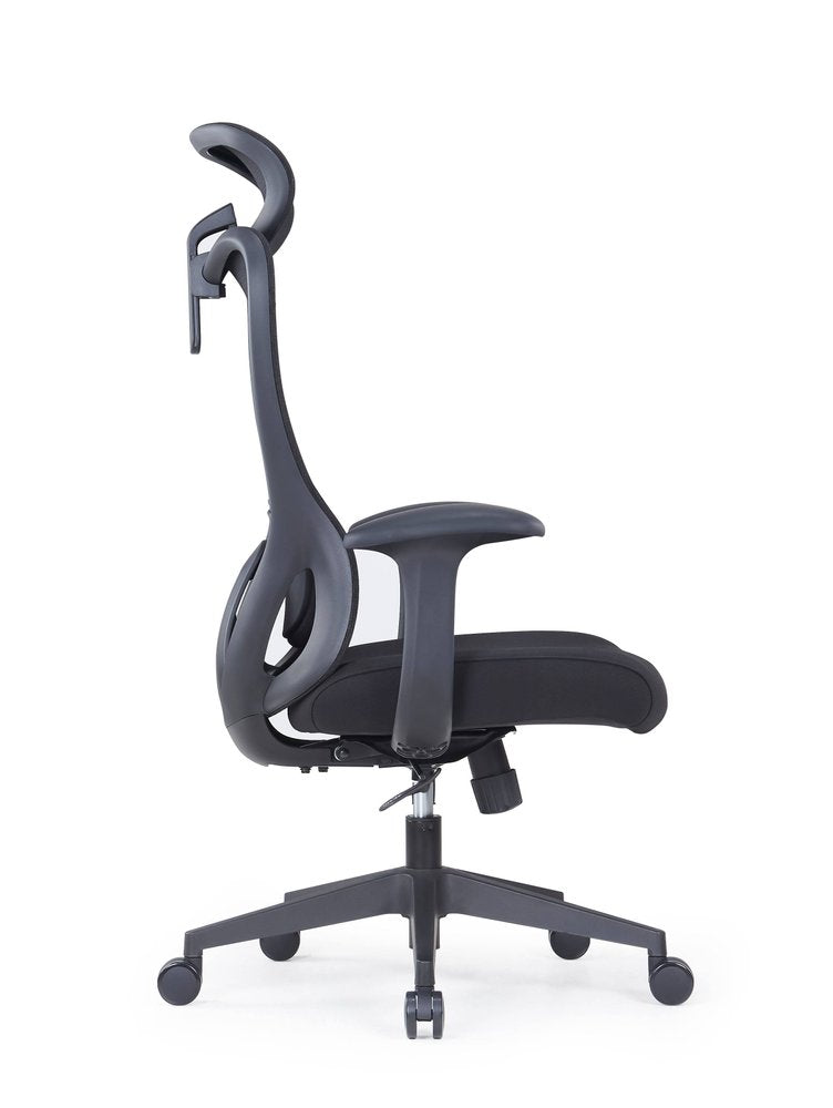 Black Adjustable Height Swivel Rolling Executive Office Chair HomeRoots