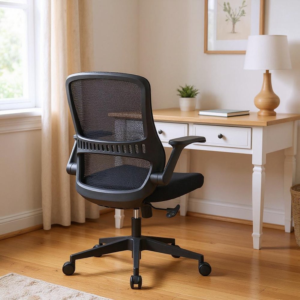 Black Adjustable Height Swivel Rolling Executive Office Chair HomeRoots