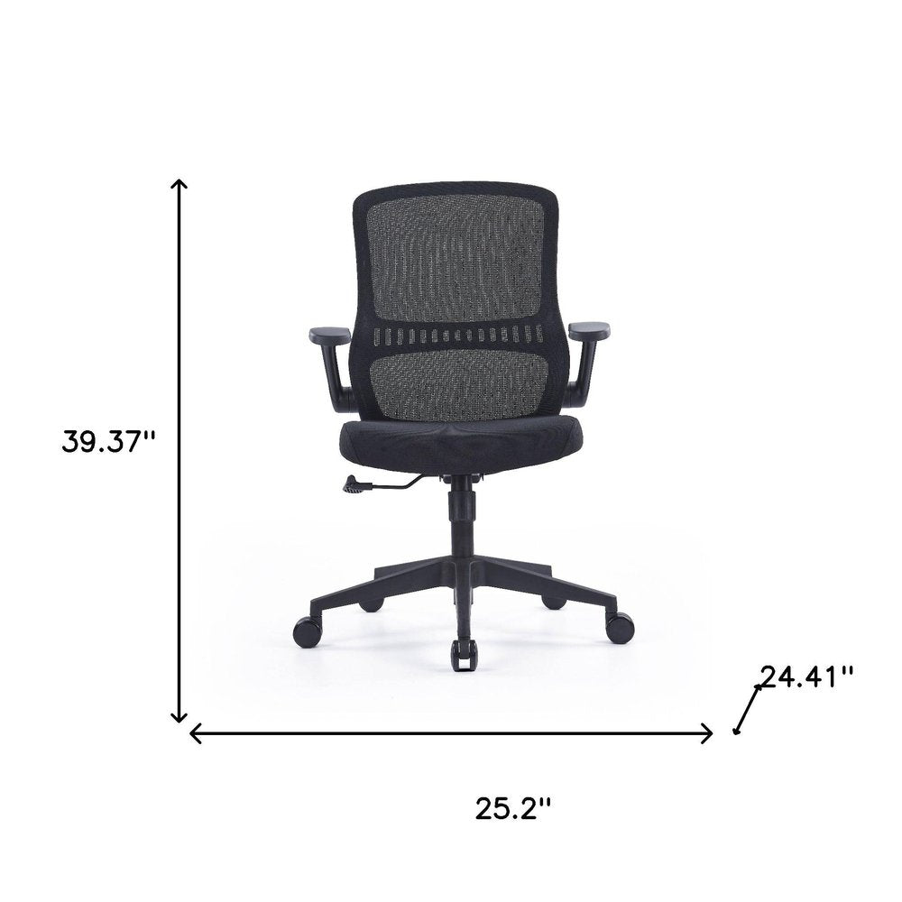 Black Adjustable Height Swivel Rolling Executive Office Chair HomeRoots