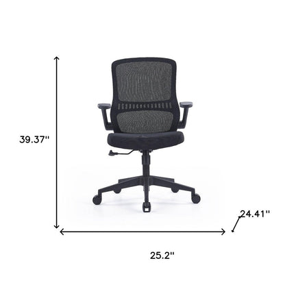 Black Adjustable Height Swivel Rolling Executive Office Chair HomeRoots