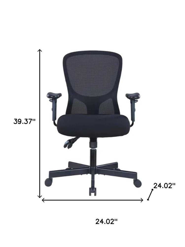 Black Adjustable Height Swivel Rolling Executive Office Chair HomeRoots