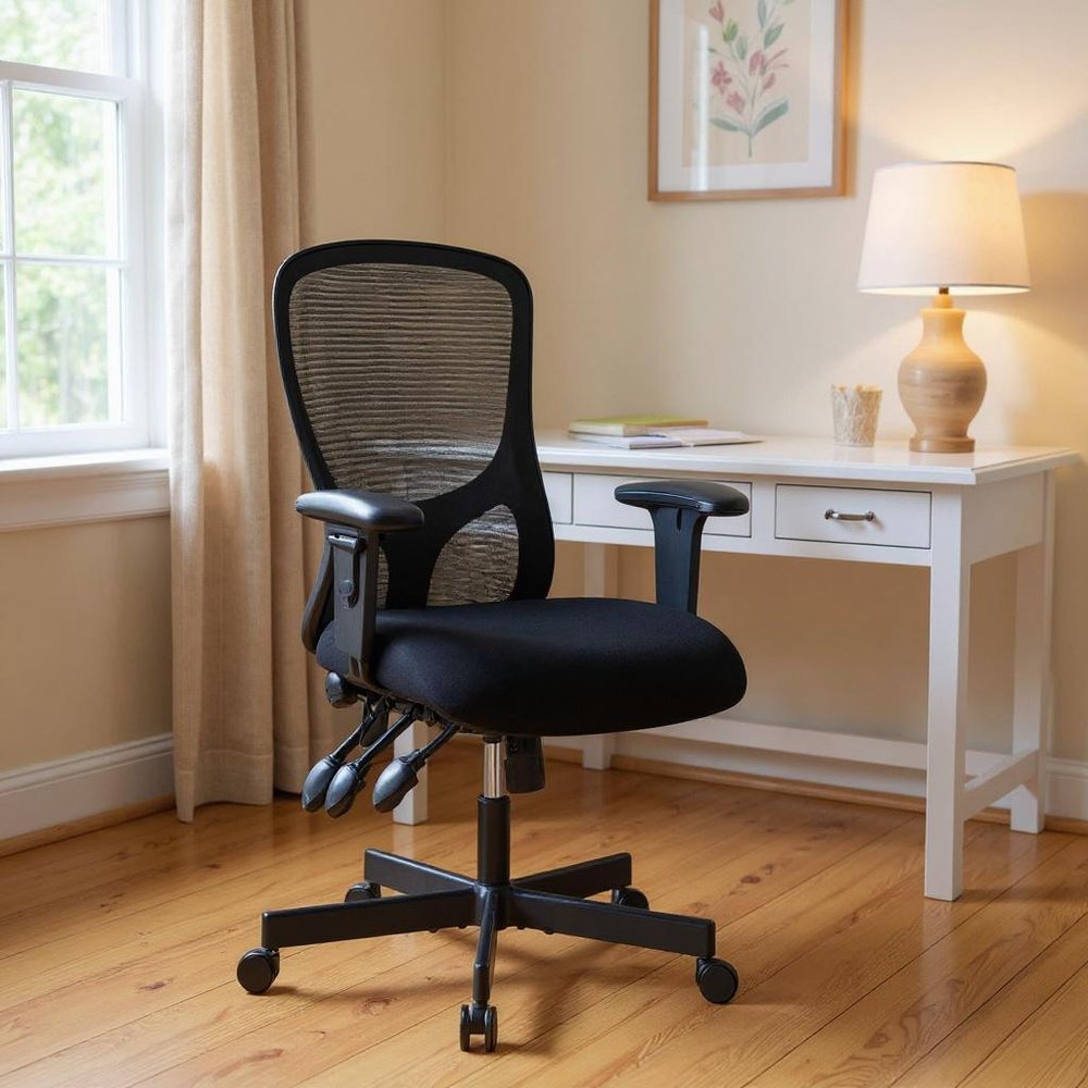 Black Adjustable Height Swivel Rolling Executive Office Chair HomeRoots