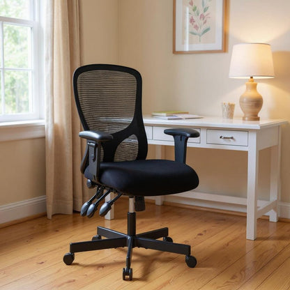 Black Adjustable Height Swivel Rolling Executive Office Chair HomeRoots